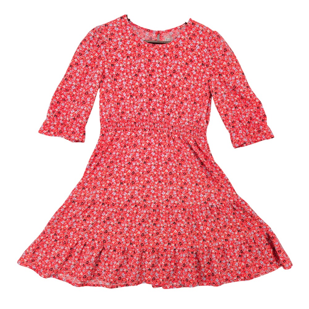 Wonder Nation XL 14-16 Floral Tiered Smocked Dress Girls‎ Cottagecore Red
